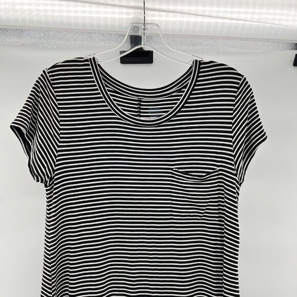 Market & Spruce Short Sleeve Black/Whit Striped Shift Dress Women's Size Large - Picture 2 of 9